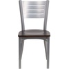 image:imageFlash Furniture HERCULES Series Silver Slat Back Metal Restaurant Chair  Black Vinyl SeatWalnut Wood Seat
