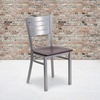 image:imageFlash Furniture HERCULES Series Silver Slat Back Metal Restaurant Chair  Black Vinyl SeatWalnut Wood SeatSilver Frame