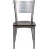 image:imageFlash Furniture HERCULES Series Silver Slat Back Metal Restaurant Chair  Black Vinyl SeatWalnut Wood SeatSilver Frame