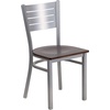 image:imageFlash Furniture HERCULES Series Silver Slat Back Metal Restaurant Chair  Black Vinyl SeatWalnut Wood SeatSilver Frame