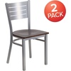 image:imageFlash Furniture HERCULES Series Silver Slat Back Metal Restaurant Chair  Black Vinyl SeatWalnut Wood SeatSilver Frame