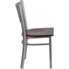 image:imageFlash Furniture HERCULES Series Silver Slat Back Metal Restaurant Chair  Black Vinyl SeatWalnut Wood SeatSilver Frame