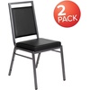 image:imageFlash Furniture HERCULES Series Square Back Stacking Banquet Chair in Dark Gray Fabric with Silvervein FrameBlack VinylSilver Vein Frame