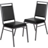 image:imageFlash Furniture HERCULES Series Square Back Stacking Banquet Chair in Dark Gray Fabric with Silvervein FrameBlack VinylSilver Vein Frame