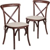 image:imageFlash Furniture HERCULES Series Stackable Early American Wood Cross Back Chair with CushionMahogany