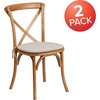 image:imageFlash Furniture HERCULES Series Stackable Early American Wood Cross Back Chair with CushionOak
