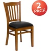 image:imageFlash Furniture HERCULES Series Vertical Slat Back Walnut Wood Restaurant ChairBlack Vinyl SeatCherry Wood Frame