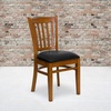 image:imageFlash Furniture HERCULES Series Vertical Slat Back Walnut Wood Restaurant ChairBlack Vinyl SeatCherry Wood Frame