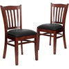 image:imageFlash Furniture HERCULES Series Vertical Slat Back Walnut Wood Restaurant ChairBlack Vinyl SeatMahogany Wood Frame