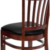 image:imageFlash Furniture HERCULES Series Vertical Slat Back Walnut Wood Restaurant ChairBlack Vinyl SeatMahogany Wood Frame