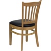 image:imageFlash Furniture HERCULES Series Vertical Slat Back Walnut Wood Restaurant ChairBlack Vinyl SeatNatural Wood Frame