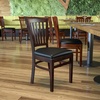 image:imageFlash Furniture HERCULES Series Vertical Slat Back Walnut Wood Restaurant ChairBlack Vinyl SeatWalnut Wood Frame
