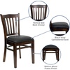 image:imageFlash Furniture HERCULES Series Vertical Slat Back Walnut Wood Restaurant ChairBlack Vinyl SeatWalnut Wood Frame