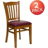 image:imageFlash Furniture HERCULES Series Vertical Slat Back Walnut Wood Restaurant ChairBurgundy Vinyl SeatCherry Wood Frame