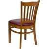 image:imageFlash Furniture HERCULES Series Vertical Slat Back Walnut Wood Restaurant ChairBurgundy Vinyl SeatCherry Wood Frame