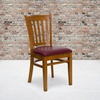 image:imageFlash Furniture HERCULES Series Vertical Slat Back Walnut Wood Restaurant ChairBurgundy Vinyl SeatCherry Wood Frame