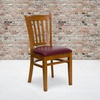 image:imageFlash Furniture HERCULES Series Vertical Slat Back Walnut Wood Restaurant ChairBurgundy Vinyl SeatCherry Wood Frame