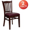 image:imageFlash Furniture HERCULES Series Vertical Slat Back Walnut Wood Restaurant ChairBurgundy Vinyl SeatMahogany Wood Frame