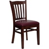 image:imageFlash Furniture HERCULES Series Vertical Slat Back Walnut Wood Restaurant ChairBurgundy Vinyl SeatMahogany Wood Frame