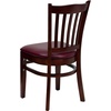 image:imageFlash Furniture HERCULES Series Vertical Slat Back Walnut Wood Restaurant ChairBurgundy Vinyl SeatMahogany Wood Frame