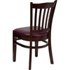 image:imageFlash Furniture HERCULES Series Vertical Slat Back Walnut Wood Restaurant ChairBurgundy Vinyl SeatMahogany Wood Frame