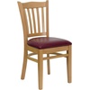 image:imageFlash Furniture HERCULES Series Vertical Slat Back Walnut Wood Restaurant ChairBurgundy Vinyl SeatNatural Wood Frame