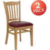 image:imageFlash Furniture HERCULES Series Vertical Slat Back Walnut Wood Restaurant ChairBurgundy Vinyl SeatNatural Wood Frame