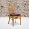 image:imageFlash Furniture HERCULES Series Vertical Slat Back Walnut Wood Restaurant ChairBurgundy Vinyl SeatNatural Wood Frame