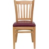 image:imageFlash Furniture HERCULES Series Vertical Slat Back Walnut Wood Restaurant ChairBurgundy Vinyl SeatNatural Wood Frame