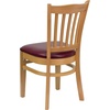 image:imageFlash Furniture HERCULES Series Vertical Slat Back Walnut Wood Restaurant ChairBurgundy Vinyl SeatNatural Wood Frame