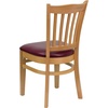 image:imageFlash Furniture HERCULES Series Vertical Slat Back Walnut Wood Restaurant ChairBurgundy Vinyl SeatNatural Wood Frame