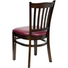 image:imageFlash Furniture HERCULES Series Vertical Slat Back Walnut Wood Restaurant ChairBurgundy Vinyl SeatWalnut Wood Frame