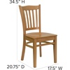 image:imageFlash Furniture HERCULES Series Vertical Slat Back Walnut Wood Restaurant ChairNatural Wood SeatNatural Wood Frame