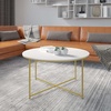 image:imageFlash Furniture Hampstead Collection Coffee Table  Modern White Marble Finish Coffee Table  Crisscross Brushed Gold Frame