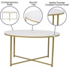 image:imageFlash Furniture Hampstead Collection Coffee Table  Modern White Marble Finish Coffee Table  Crisscross Brushed Gold Frame