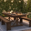 image:imageFlash Furniture Hercules Commercial Rectangular Farmhouse Folding Table Antique Rustic Solid Pine Dining Room Table Foldable Locking Legs 8 x 40 Black WashAntique Rustic