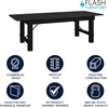 image:imageFlash Furniture Hercules Commercial Rectangular Farmhouse Folding Table Antique Rustic Solid Pine Dining Room Table Foldable Locking Legs 8 x 40 Black WashBlack Wash