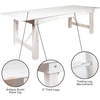 image:imageFlash Furniture Hercules Commercial Rectangular Farmhouse Folding Table Antique Rustic Solid Pine Dining Room Table Foldable Locking Legs 8 x 40 Black WashAntique Rustic White