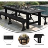 image:imageFlash Furniture Hercules Commercial Rectangular Farmhouse Folding Table Antique Rustic Solid Pine Dining Room Table Foldable Locking Legs 8 x 40 Black WashBlack Wash