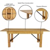 image:imageFlash Furniture Hercules Commercial Rectangular Farmhouse Folding Table Antique Rustic Solid Pine Dining Room Table Foldable Locking Legs 8 x 40 Black WashLight Natural