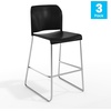 image:imageFlash Furniture Hercules Kenai Stackable Sled Base Bar Stool  Commercial 400 lb Capacity Contoured Back PowderCoated Base  BlackChrome Stack 3 HighBlack PlasticChrome Frame