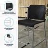 image:imageFlash Furniture Hercules Kenai Stackable Sled Base Bar Stool  Commercial 400 lb Capacity Contoured Back PowderCoated Base  BlackChrome Stack 3 HighBlack PlasticChrome Frame