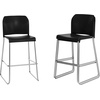 image:imageFlash Furniture Hercules Kenai Stackable Sled Base Bar Stool  Commercial 400 lb Capacity Contoured Back PowderCoated Base  BlackChrome Stack 3 HighBlack PlasticChrome Frame
