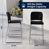 image:imageFlash Furniture Hercules Kenai Stackable Sled Base Bar Stool  Commercial 400 lb Capacity Contoured Back PowderCoated Base  BlackChrome Stack 3 HighBlack PlasticChrome Frame