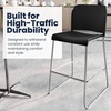 image:imageFlash Furniture Hercules Kenai Stackable Sled Base Bar Stool  Commercial 400 lb Capacity Contoured Back PowderCoated Base  BlackChrome Stack 3 HighBlack PlasticChrome Frame