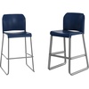 image:imageFlash Furniture Hercules Kenai Stackable Sled Base Bar Stool  Commercial 400 lb Capacity Contoured Back PowderCoated Base  BlackChrome Stack 3 HighNavy PlasticGray Frame