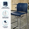 image:imageFlash Furniture Hercules Kenai Stackable Sled Base Bar Stool  Commercial 400 lb Capacity Contoured Back PowderCoated Base  BlackChrome Stack 3 HighNavy PlasticGray Frame