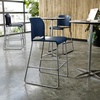 image:imageFlash Furniture Hercules Kenai Stackable Sled Base Bar Stool  Commercial 400 lb Capacity Contoured Back PowderCoated Base  BlackChrome Stack 3 HighNavy PlasticGray Frame