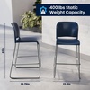 image:imageFlash Furniture Hercules Kenai Stackable Sled Base Bar Stool  Commercial 400 lb Capacity Contoured Back PowderCoated Base  BlackChrome Stack 3 HighNavy PlasticGray Frame