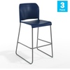 image:imageFlash Furniture Hercules Kenai Stackable Sled Base Bar Stool  Commercial 400 lb Capacity Contoured Back PowderCoated Base  BlackChrome Stack 3 HighNavy PlasticGray Frame